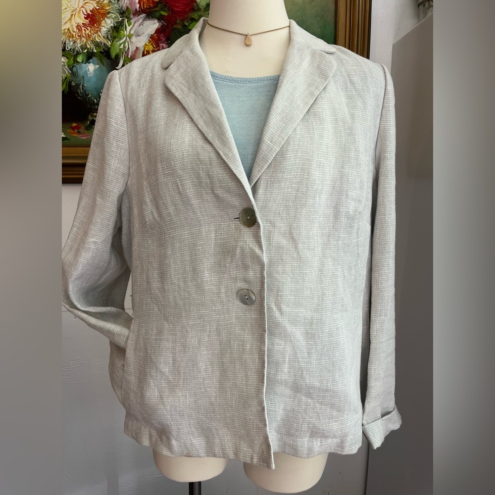 J. Jill Cream Blazer size medium Linen Blend - Picture 2 of 12